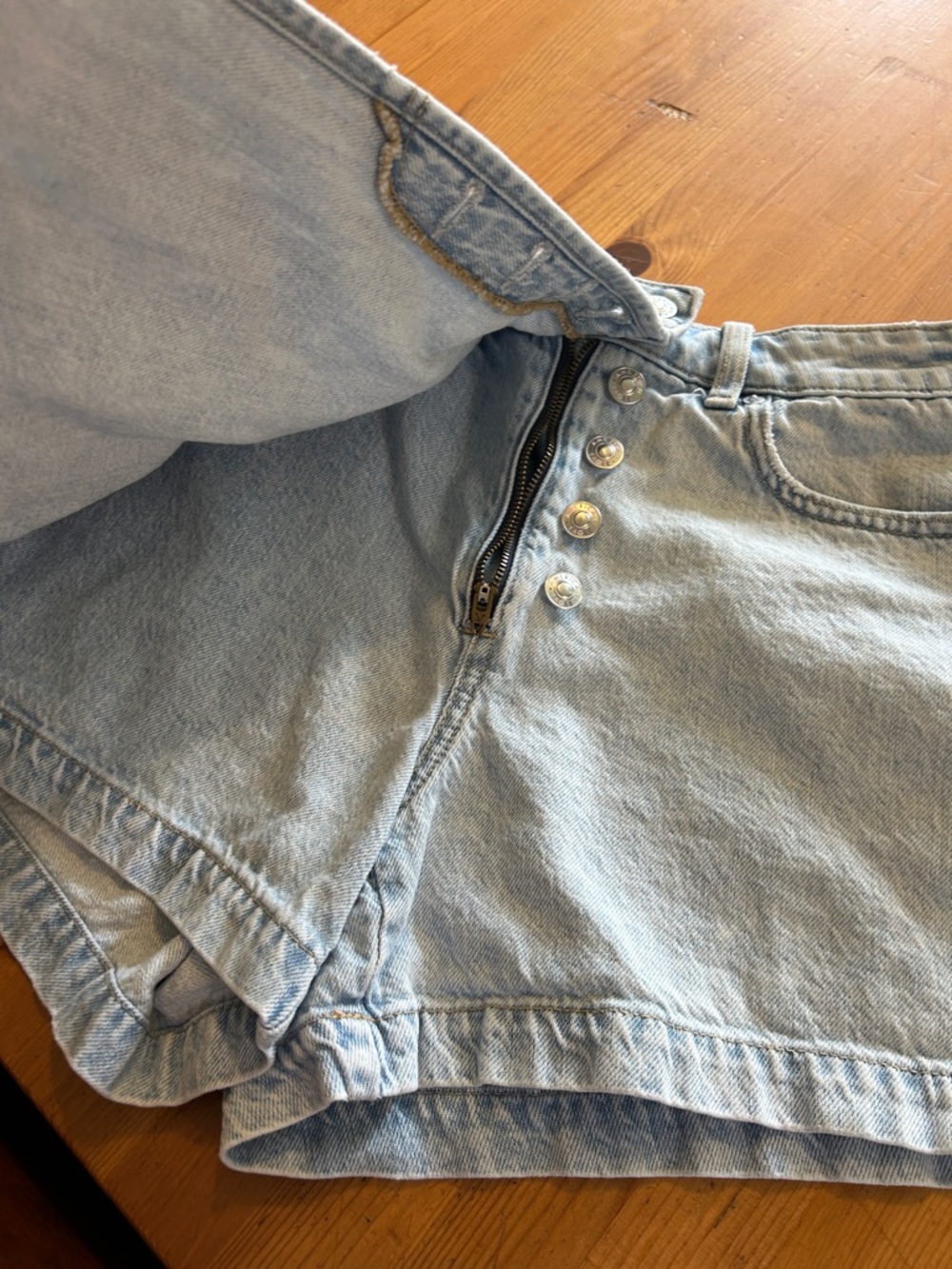 116. Light Blue Denim Women's High-Waist Skort - Picture 4 of 7